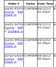 Order list with check in 