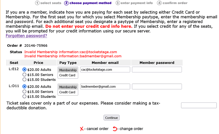 Membership paytype error