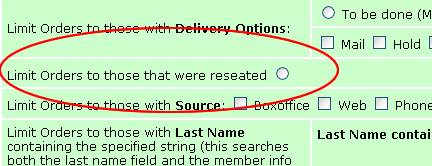 Limit to orders that have been reseated